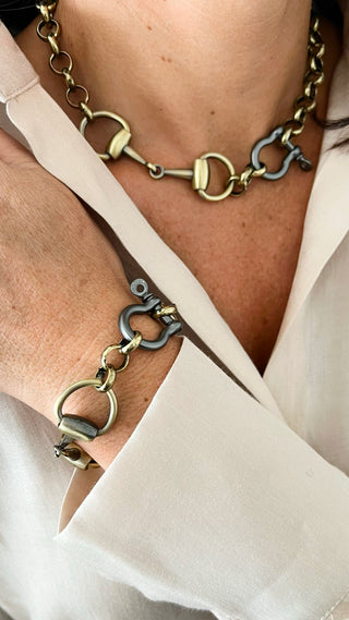 Pre Order CB Custom Double Horsebit Bracelet - Bronze/Hematite-230 Jewelry-Holly-Coastal Bloom Boutique, find the trendiest versions of the popular styles and looks Located in Indialantic, FL