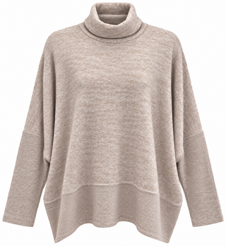 Relaxed Turtleneck Poncho Sweater - H. Mocha