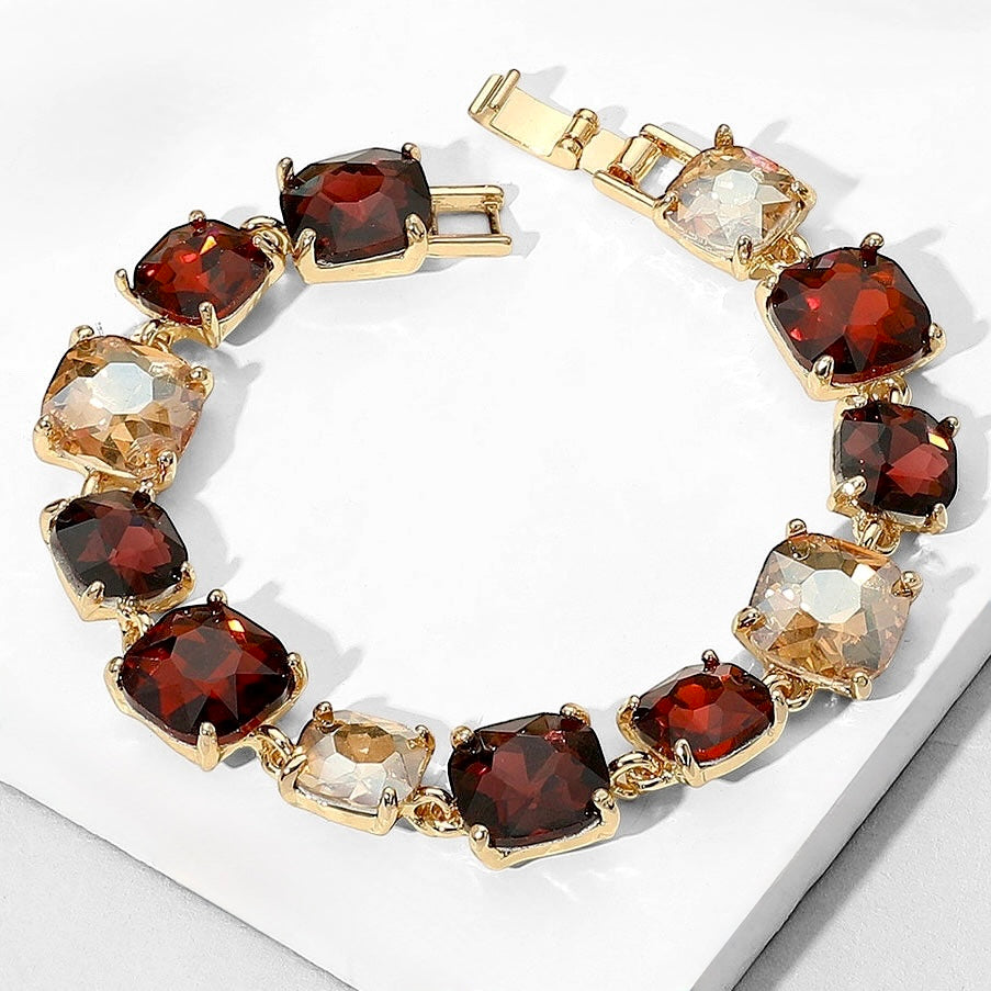 Cushion Stone Bracelet - Brown, Multi-230 Jewelry-NYW-Coastal Bloom Boutique, find the trendiest versions of the popular styles and looks Located in Indialantic, FL
