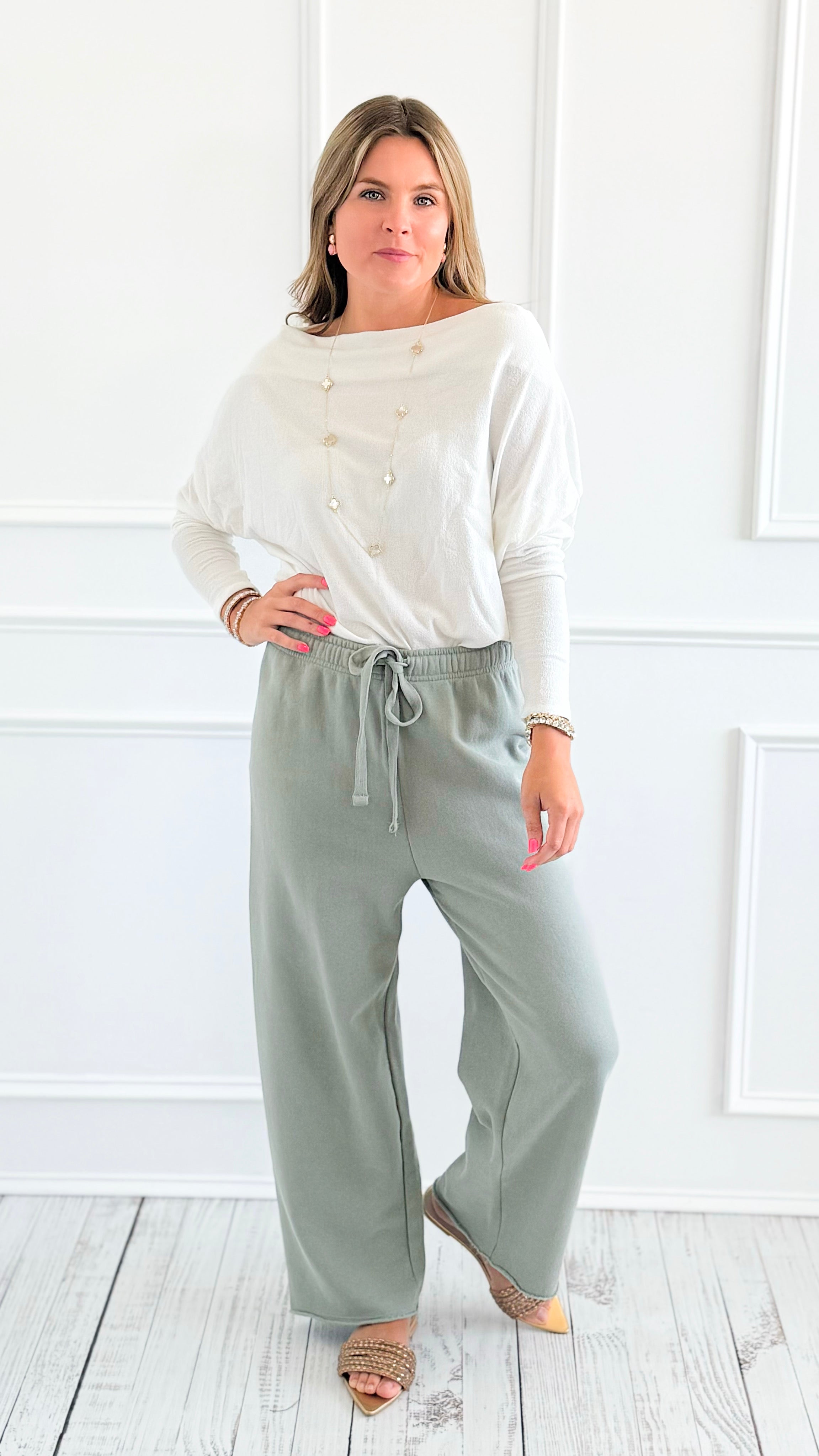 Eileen Cozy Lounge Pant - Sage-100 Pants-Mono B-Coastal Bloom Boutique, find the trendiest versions of the popular styles and looks Located in Indialantic, FL