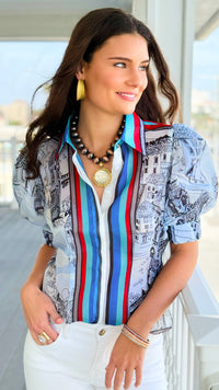 City Lines Button-Up Blouse