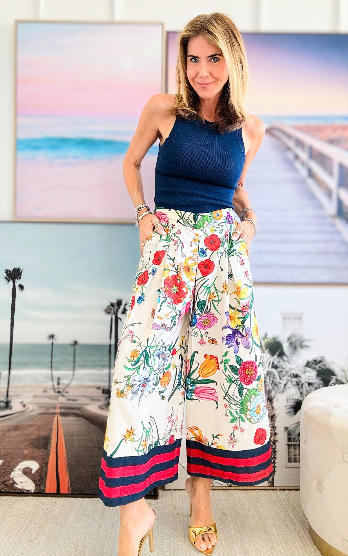 Blooming Luxury Cropped Italian Palazzos-170 Bottoms-Italianissimo-Coastal Bloom Boutique, find the trendiest versions of the popular styles and looks Located in Indialantic, FL
