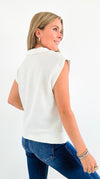 Lemon Drop Collared Knit Top - Off White-100 Sleeveless Tops-Tres Bien-Coastal Bloom Boutique, find the trendiest versions of the popular styles and looks Located in Indialantic, FL