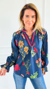Floral Poetry Woven Top-110 Long Sleeve Tops-Umgee-Coastal Bloom Boutique, find the trendiest versions of the popular styles and looks Located in Indialantic, FL