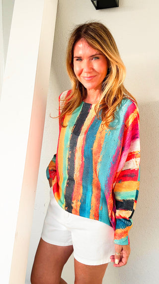 Painted Paradise Lurex Italian St Tropez Knit Top