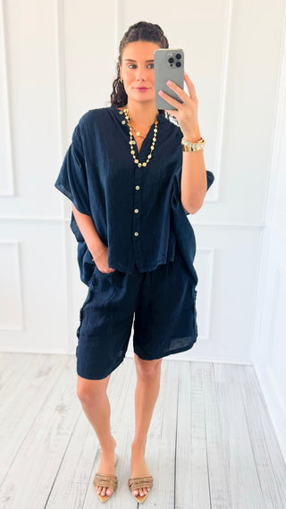 Sweet Simplicity Italian Top- Navy