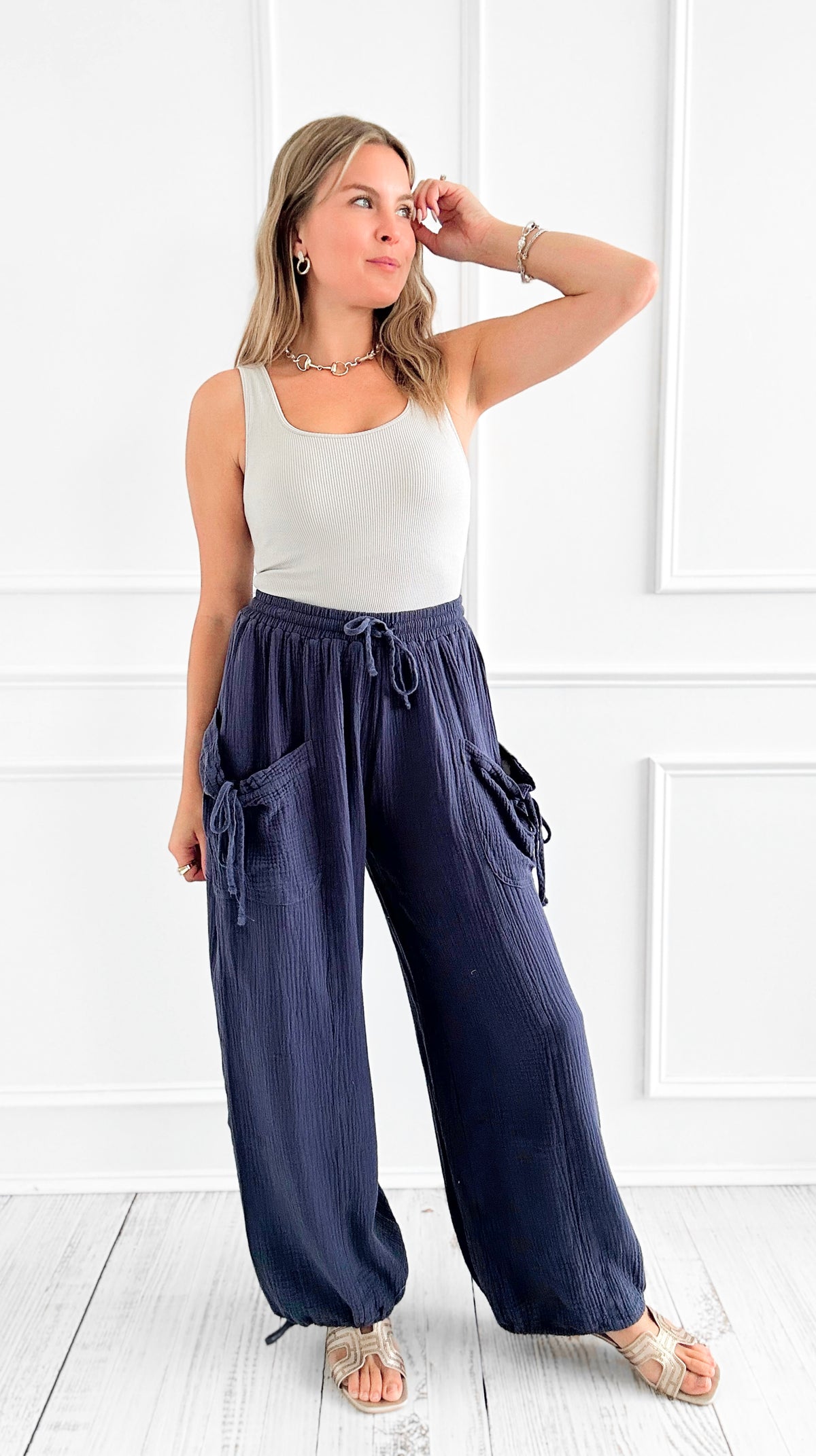 Drawstring Pocket Pants-170 Bottoms-Jade By Jane-Coastal Bloom Boutique, find the trendiest versions of the popular styles and looks Located in Indialantic, FL
