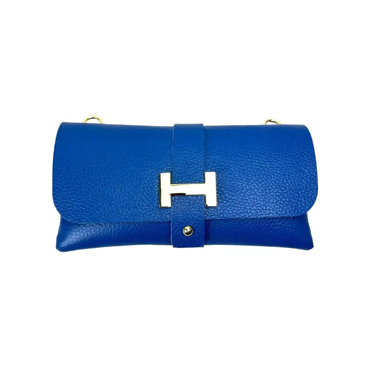 H Crossbody Leather Bag - Electric Blue-240 Bags-Chenson & Gorett-Coastal Bloom Boutique, find the trendiest versions of the popular styles and looks Located in Indialantic, FL