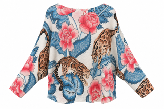 Floral Leopard V- Neck St Tropez Italian Knit