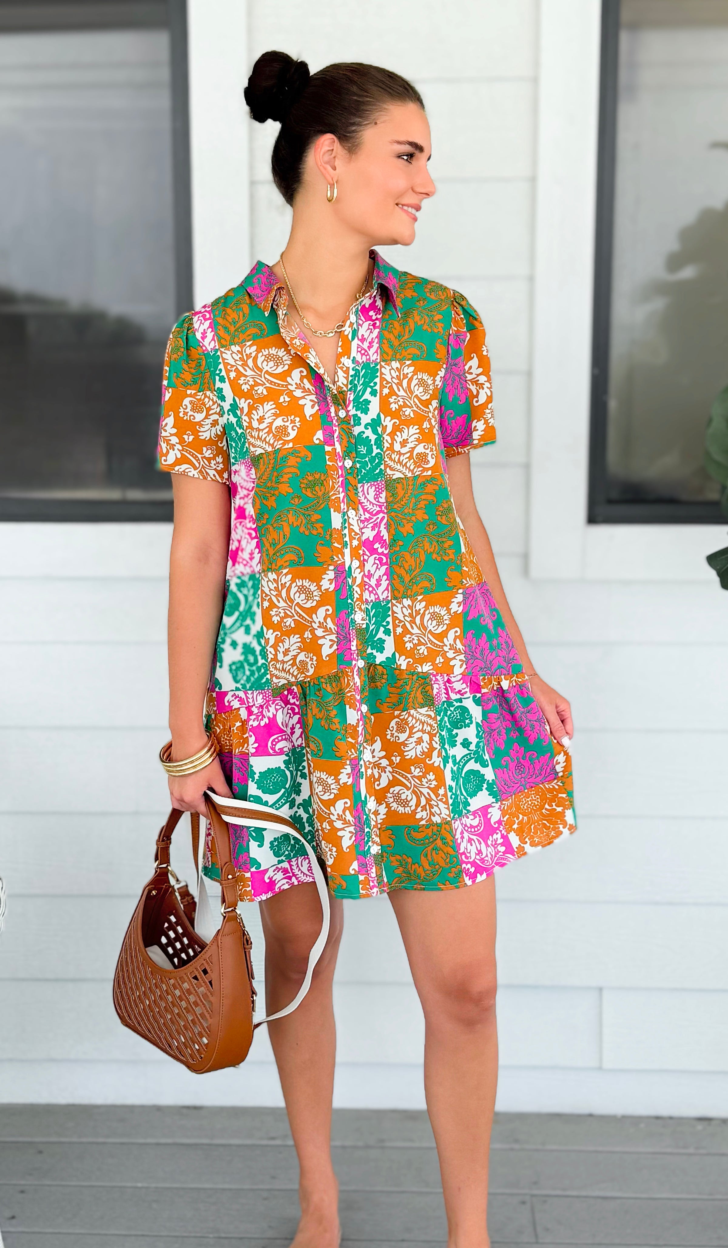 Vibrant Paisley Button Dress-200 Dresses/Jumpsuits/Rompers-VOY-Coastal Bloom Boutique, find the trendiest versions of the popular styles and looks Located in Indialantic, FL