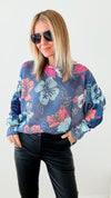 Italian St Tropez Hibiscus Sweater-140 Sweaters-Germany-Coastal Bloom Boutique, find the trendiest versions of the popular styles and looks Located in Indialantic, FL
