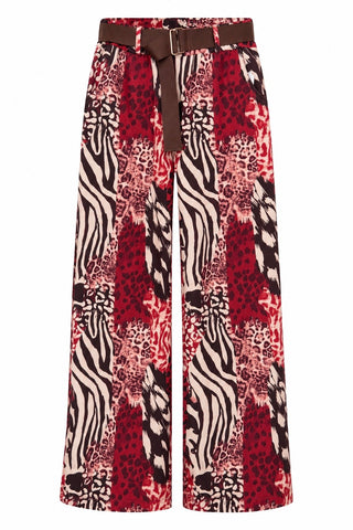 Untamed Mix Print Belted Italian Pant