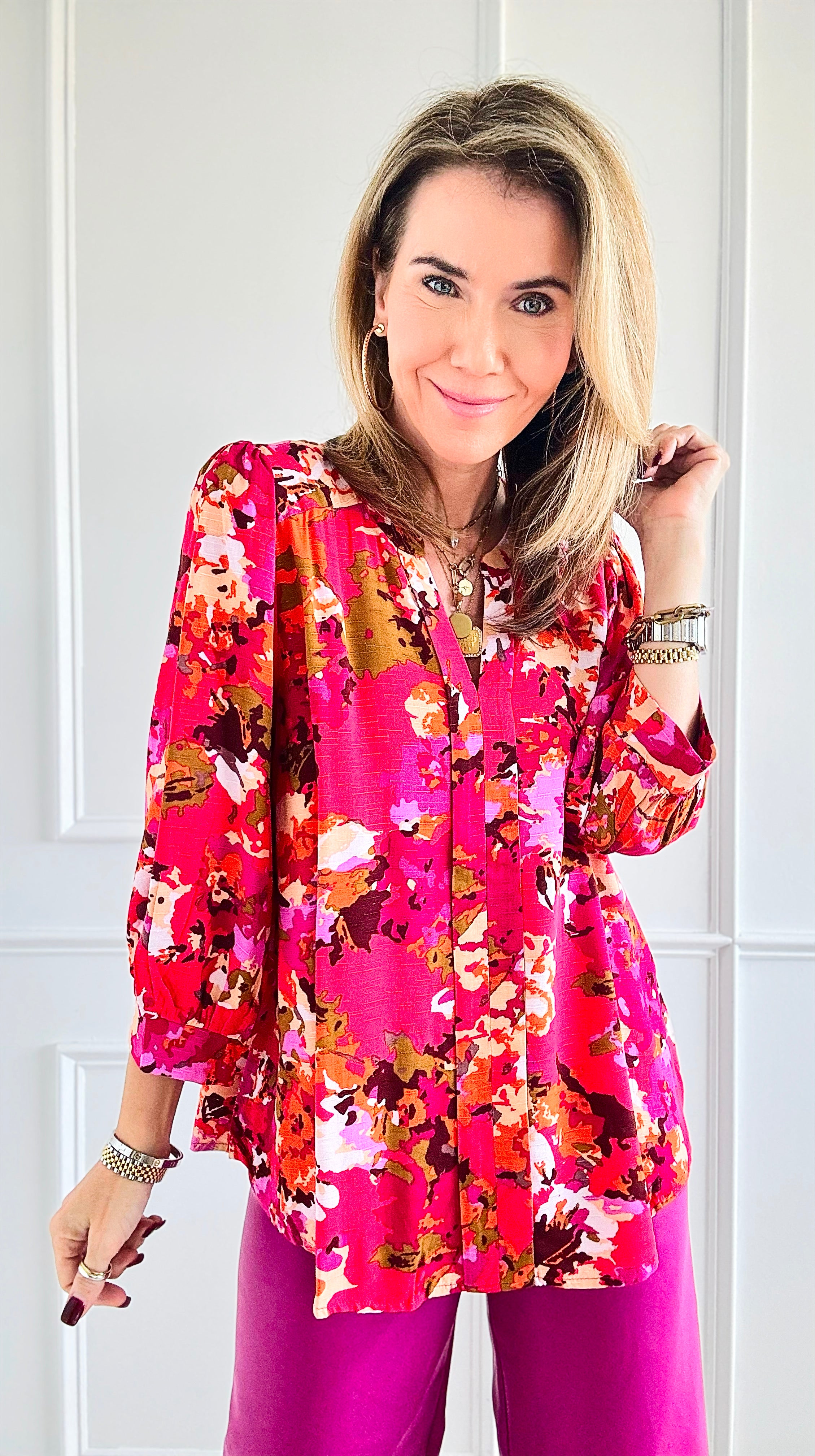 Wildflower Burst Blouse Top-130 Long Sleeve Tops-Jodifl-Coastal Bloom Boutique, find the trendiest versions of the popular styles and looks Located in Indialantic, FL