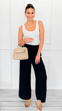 Flow State Italian Pants- Navy-100 Pants-SEE YOU IN ROME-Coastal Bloom Boutique, find the trendiest versions of the popular styles and looks Located in Indialantic, FL