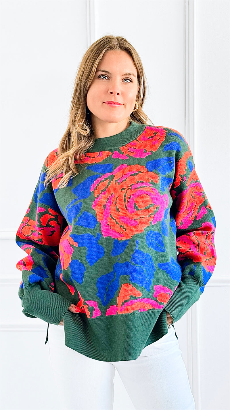 Floral Fusion Sweater-140 Sweaters-Jodifl-Coastal Bloom Boutique, find the trendiest versions of the popular styles and looks Located in Indialantic, FL