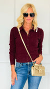Poetry Club Knit Cardigan - Burgundy-140 Sweaters-LOVE TREE-Coastal Bloom Boutique, find the trendiest versions of the popular styles and looks Located in Indialantic, FL