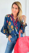 Floral Poetry Woven Top-110 Long Sleeve Tops-Umgee-Coastal Bloom Boutique, find the trendiest versions of the popular styles and looks Located in Indialantic, FL