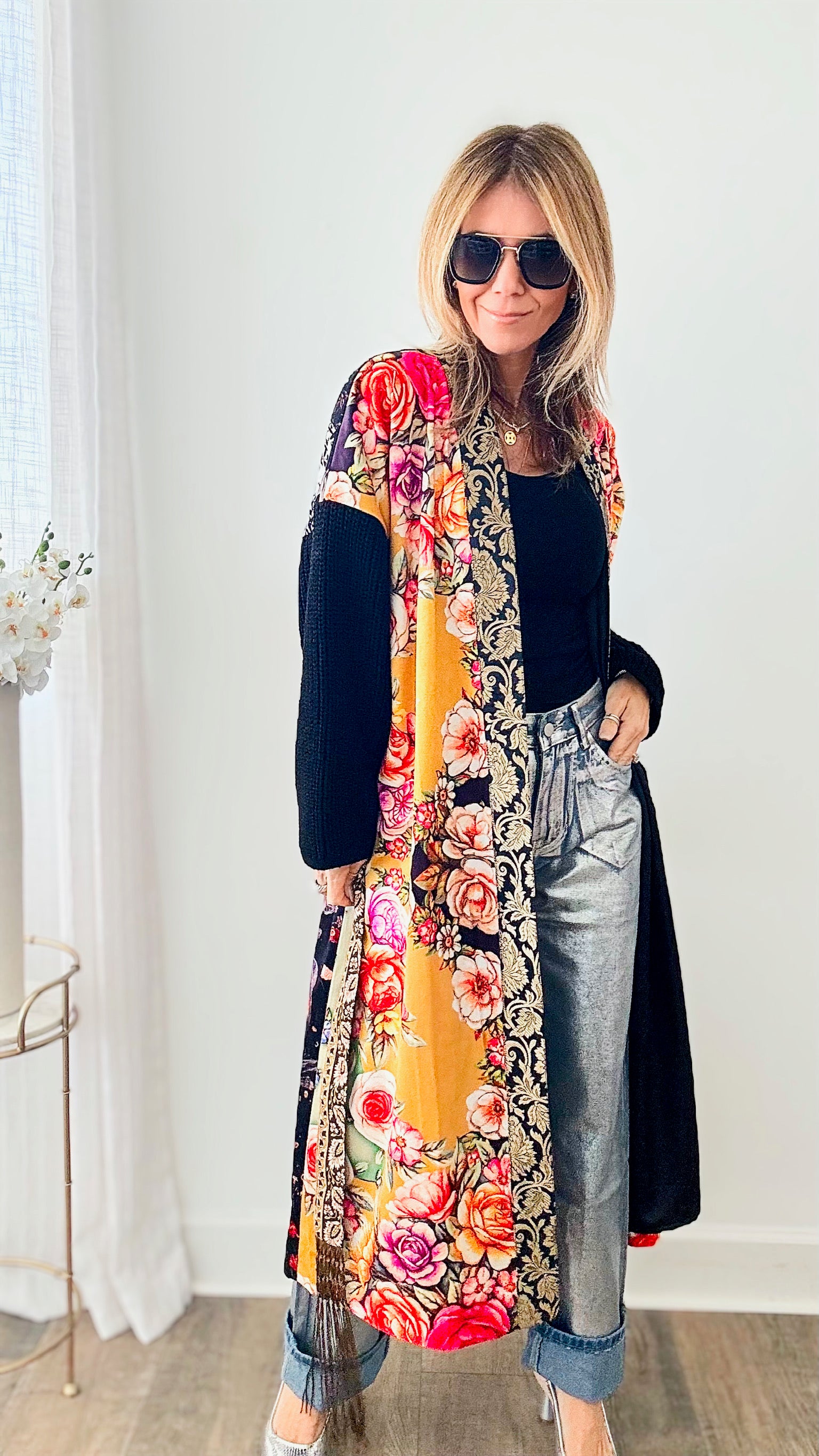 Golden Night Velvet Kimono-150 Cardigans/Layers-Aratta-Coastal Bloom Boutique, find the trendiest versions of the popular styles and looks Located in Indialantic, FL