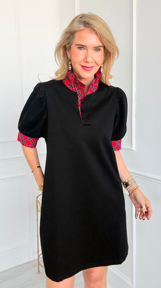Tartan Plaid Puff Sleeve Dress