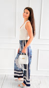Paisley Bliss Italian Pants- Navy-100 Pants-SEE YOU IN ROME-Coastal Bloom Boutique, find the trendiest versions of the popular styles and looks Located in Indialantic, FL