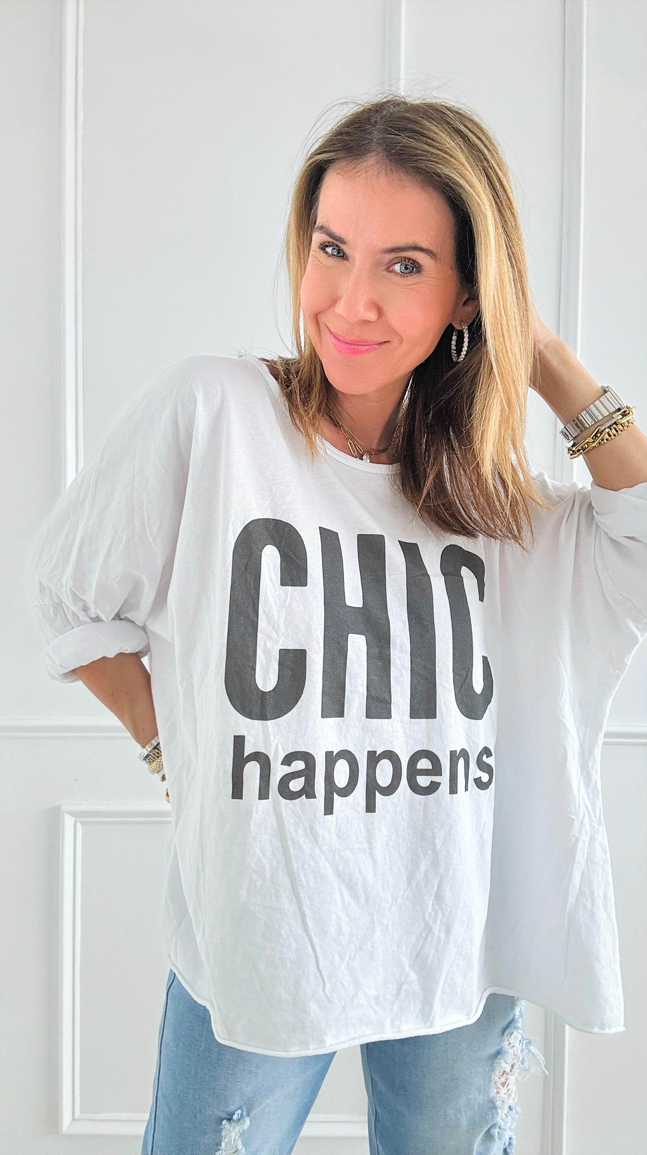 Chic Italian T-Shirt-130 Long sleeve top-Italianissimo-Coastal Bloom Boutique, find the trendiest versions of the popular styles and looks Located in Indialantic, FL