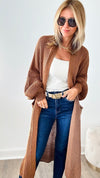 Sugar High Long Italian Cardigan- Deep Camel-150 Cardigans/Layers-Italianissimo-Coastal Bloom Boutique, find the trendiest versions of the popular styles and looks Located in Indialantic, FL