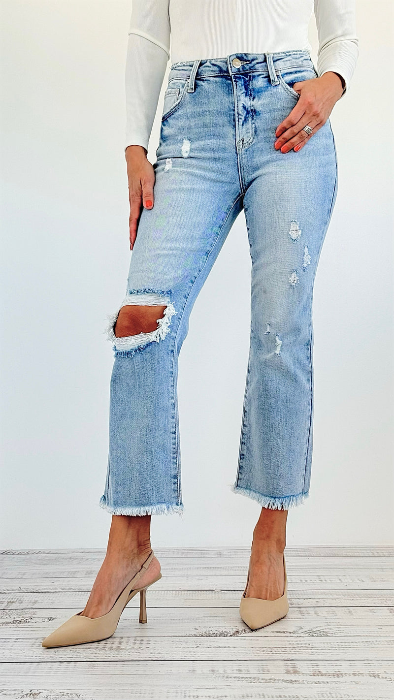 Edge of Cool Distressed Denim Pants-190 Denim-Risen-Coastal Bloom Boutique, find the trendiest versions of the popular styles and looks Located in Indialantic, FL