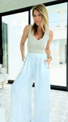 DAMAGED- Ease Embellished Linen Italian Relaxed Pant- White-100 Pants-TATTOO Z-Coastal Bloom Boutique, find the trendiest versions of the popular styles and looks Located in Indialantic, FL
