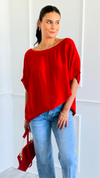 Ease Satin Italian Dolman Top- Red-110 short Sleeve Top-Italianissimo-Coastal Bloom Boutique, find the trendiest versions of the popular styles and looks Located in Indialantic, FL