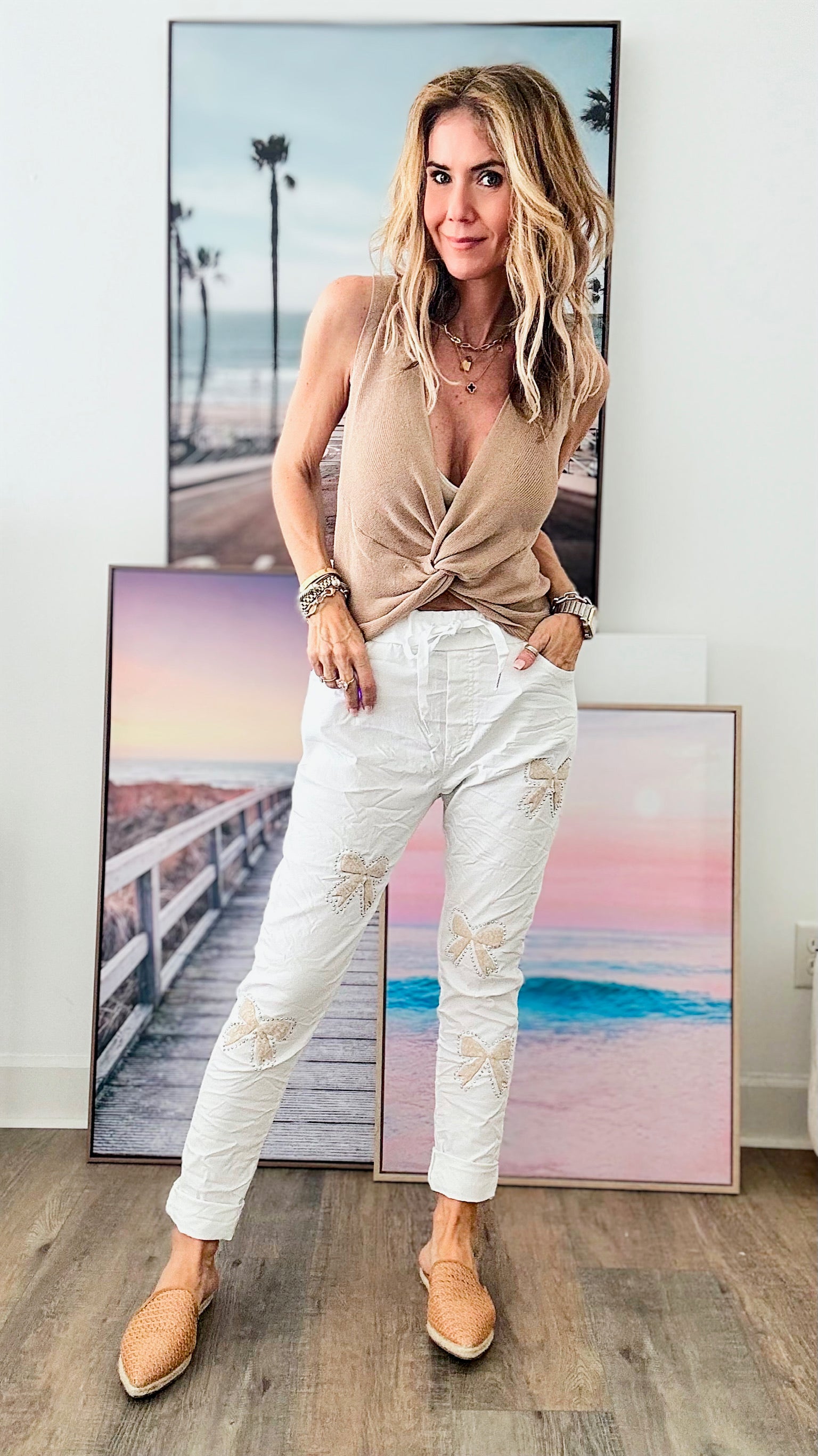 Coquette Italian Jogger - White-180 Joggers-Italianissimo-Coastal Bloom Boutique, find the trendiest versions of the popular styles and looks Located in Indialantic, FL