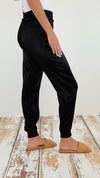 Smooth Satin Jogger Pant- Black-170 Bottoms-Fate Inc-Coastal Bloom Boutique, find the trendiest versions of the popular styles and looks Located in Indialantic, FL