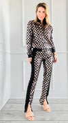 Checkered Sequin Jacket and Pants Set-210 Loungewear/Sets-Rousseau-Coastal Bloom Boutique, find the trendiest versions of the popular styles and looks Located in Indialantic, FL