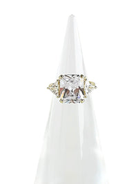 Sterling Silver Small Triple Clear Stone Ring - Gold-230 Jewelry-NYC-Coastal Bloom Boutique, find the trendiest versions of the popular styles and looks Located in Indialantic, FL