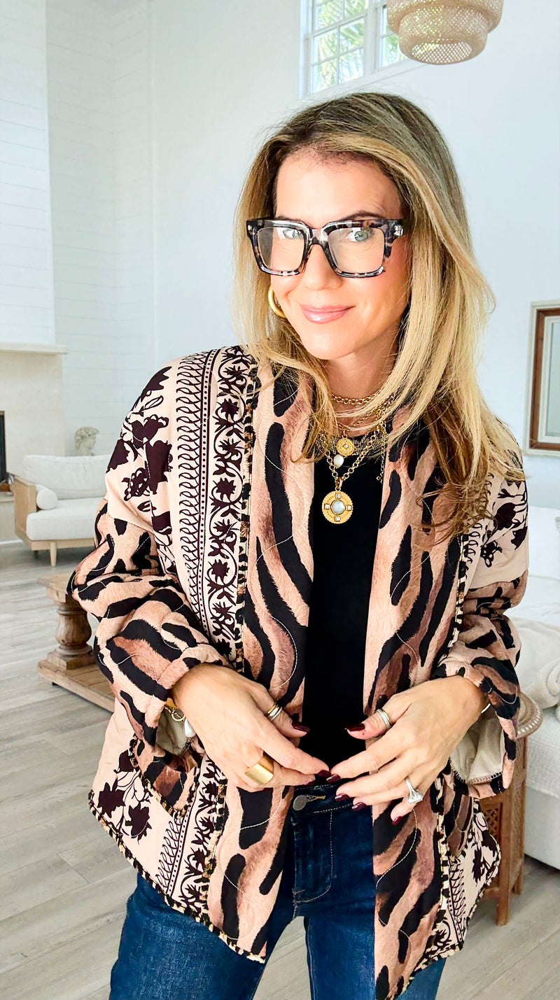 Floral Vines Italian Quilted Jacket-160 Jackets-Italianissimo-Coastal Bloom Boutique, find the trendiest versions of the popular styles and looks Located in Indialantic, FL