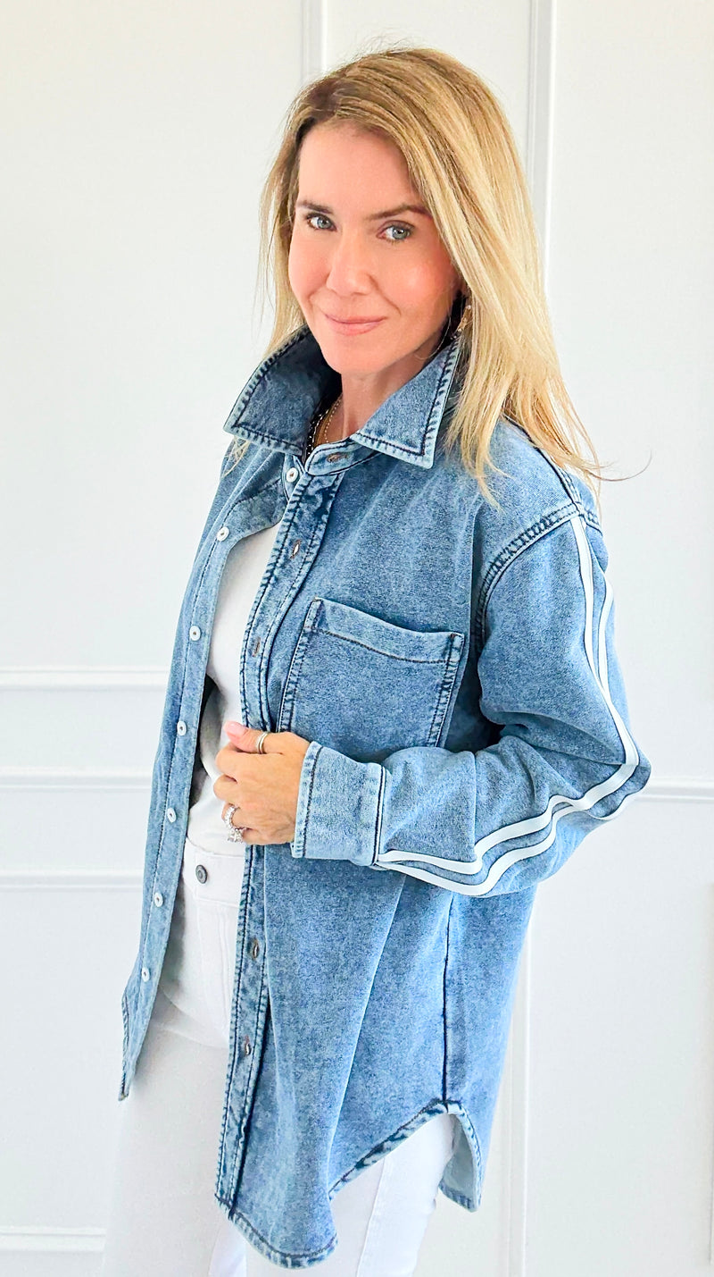 Track the Trends Denim Top-130 Long Sleeve Tops-White Birch-Coastal Bloom Boutique, find the trendiest versions of the popular styles and looks Located in Indialantic, FL