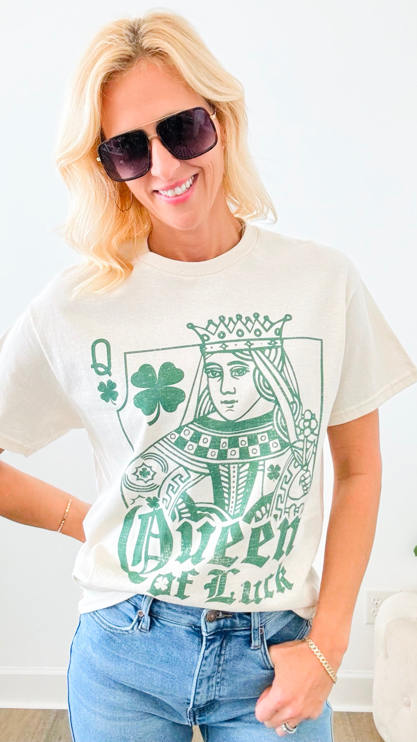 Queen of Luck Graphic Tee Shirt-120 Graphic-WKNDER-Coastal Bloom Boutique, find the trendiest versions of the popular styles and looks Located in Indialantic, FL