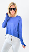 Shark Bite Side Slit Long Sleeve Top - Marlin-110 Long Sleeve Tops-Zenana-Coastal Bloom Boutique, find the trendiest versions of the popular styles and looks Located in Indialantic, FL