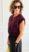 Chic Italian Zip Vest- Burgundy-100 Sleeveless Tops-MAY MODA-Coastal Bloom Boutique, find the trendiest versions of the popular styles and looks Located in Indialantic, FL