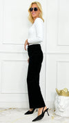 Cropped Denim Pants - Suede Black-170 Bottoms-Anniewear-Coastal Bloom Boutique, find the trendiest versions of the popular styles and looks Located in Indialantic, FL