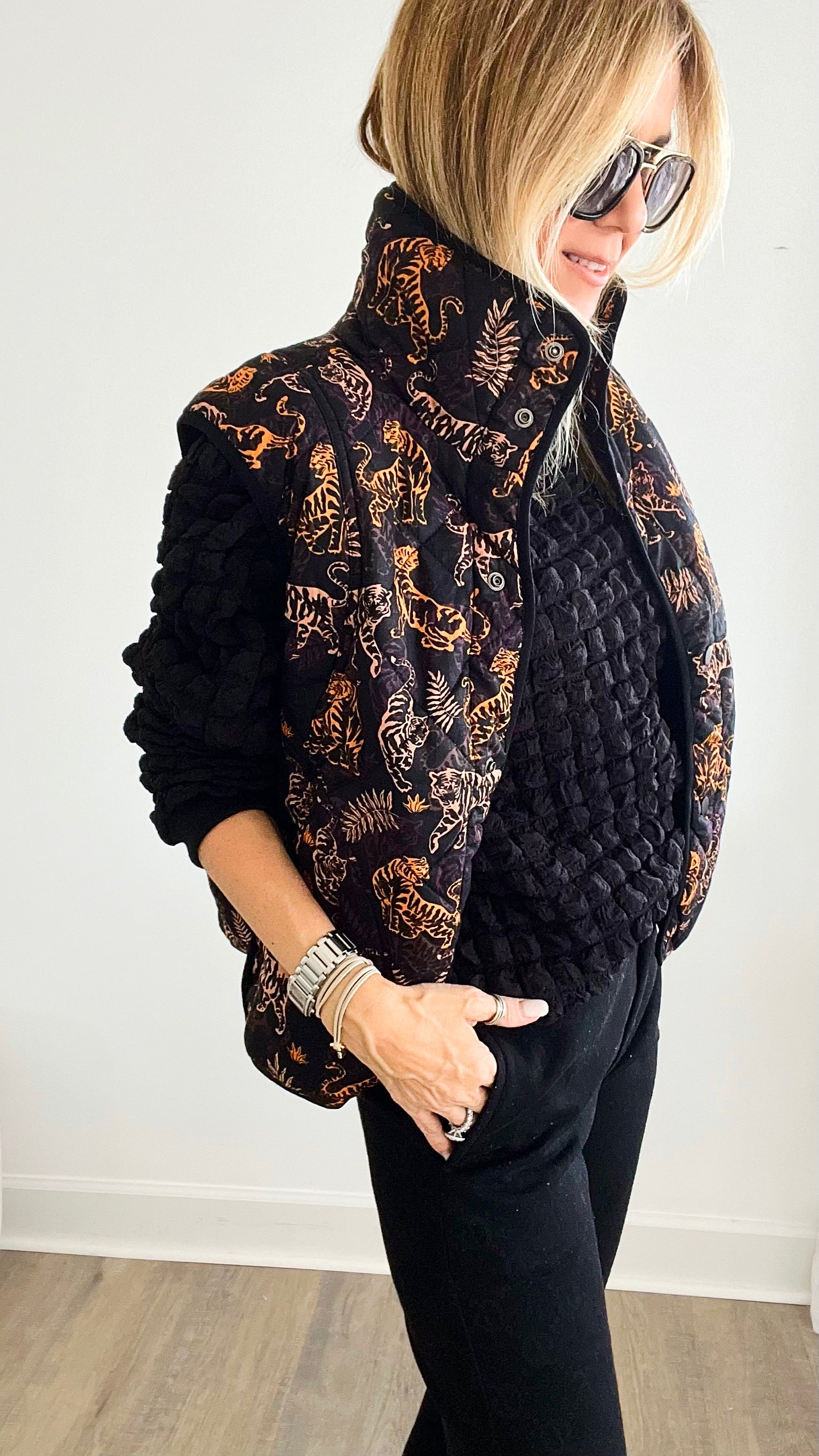 Wild Quilted Vest - Black-160 Jackets-BIBI-Coastal Bloom Boutique, find the trendiest versions of the popular styles and looks Located in Indialantic, FL