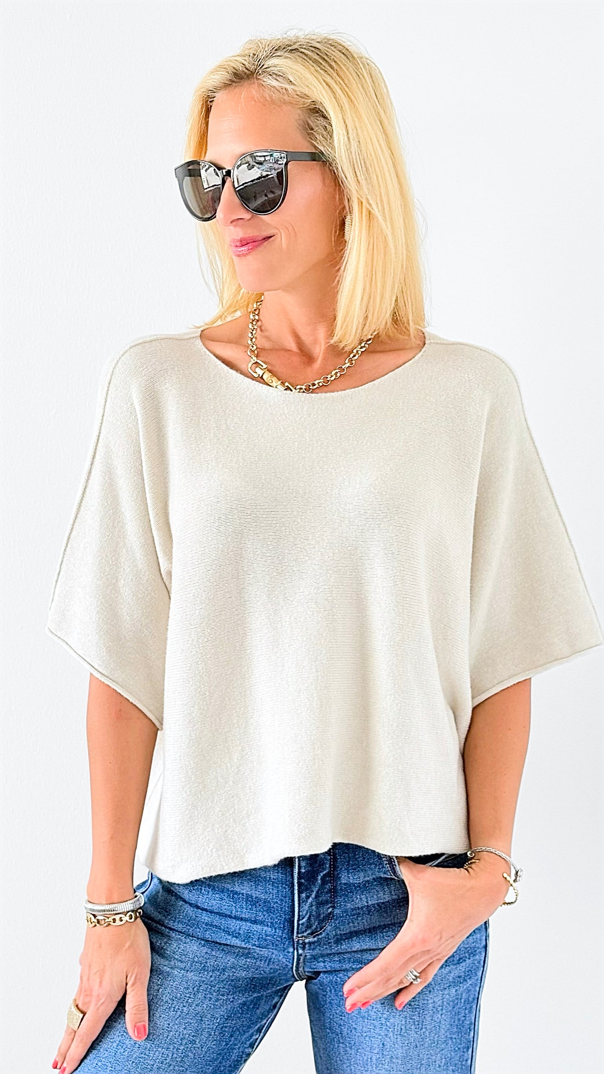 Winter in Amalfi Italian Top - Ecru-140 Sweaters-Italianissimo-Coastal Bloom Boutique, find the trendiest versions of the popular styles and looks Located in Indialantic, FL