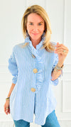 Blue Belle Italian Woven Blouse-110 Long Sleeve Tops-TATTOO Z-Coastal Bloom Boutique, find the trendiest versions of the popular styles and looks Located in Indialantic, FL