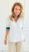 Varsity Edge Puff Sleeve Top-110 short Sleeve Top-VOY-Coastal Bloom Boutique, find the trendiest versions of the popular styles and looks Located in Indialantic, FL
