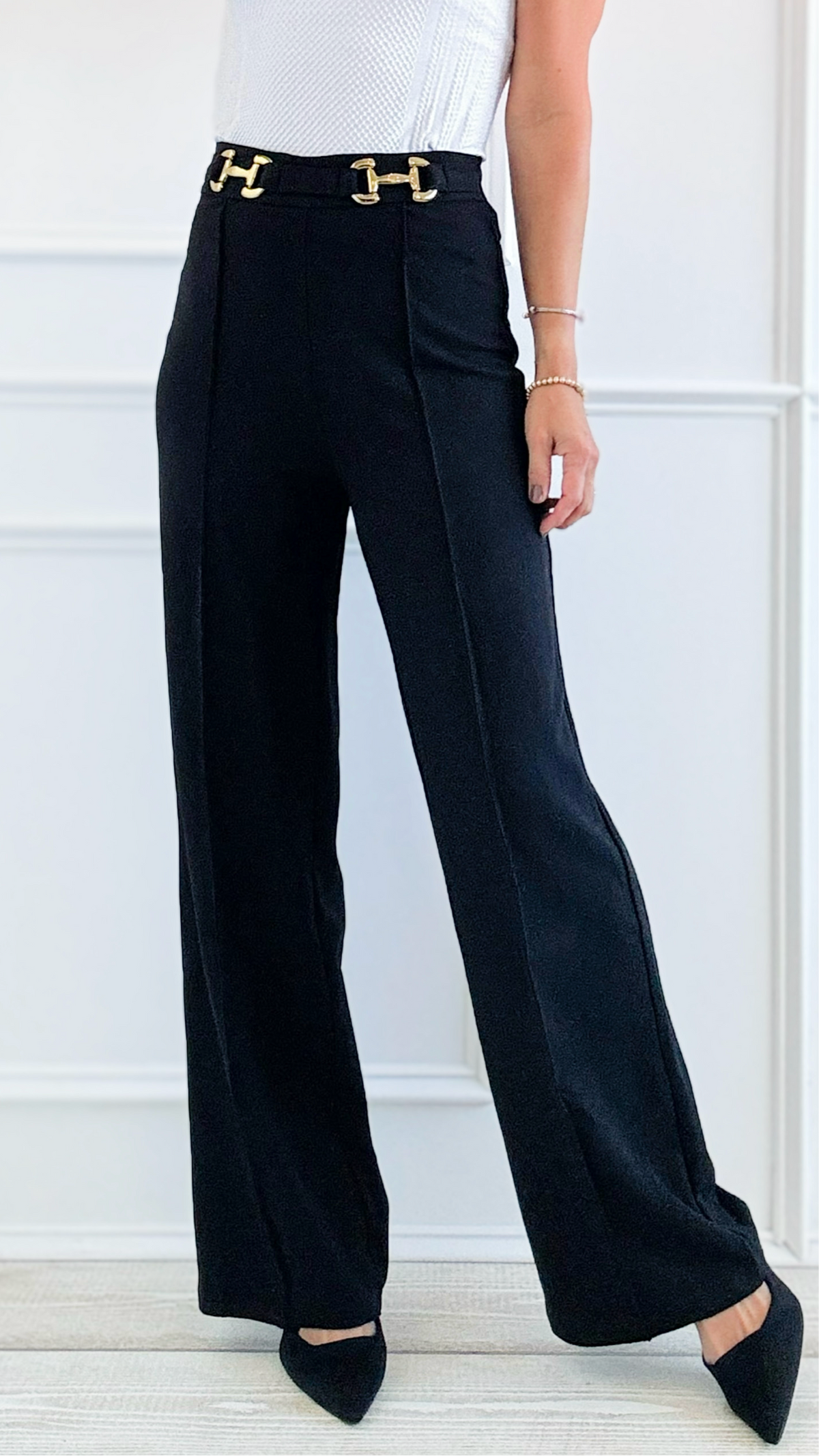 Boujie Allure Tailored Pants - Black-170 Bottoms-Michel-Coastal Bloom Boutique, find the trendiest versions of the popular styles and looks Located in Indialantic, FL