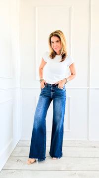 Frayed Edge Wide-Leg Jeans-190 Denim-Risen-Coastal Bloom Boutique, find the trendiest versions of the popular styles and looks Located in Indialantic, FL