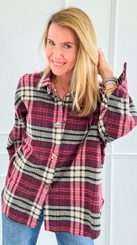Pretty In Plaid Italian Top-110 Long Sleeve Tops-TATTOO Z-Coastal Bloom Boutique, find the trendiest versions of the popular styles and looks Located in Indialantic, FL