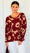 Bold Bloom Relaxed Italian Pullover-110 Long Sleeve Tops-Italianissimo-Coastal Bloom Boutique, find the trendiest versions of the popular styles and looks Located in Indialantic, FL