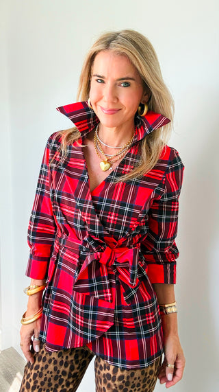 Everly Wrap Top – Highland Tartan