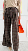 Luxe Bow Plaid Italian Pant-100 Pants-AZUL MONACO-Coastal Bloom Boutique, find the trendiest versions of the popular styles and looks Located in Indialantic, FL