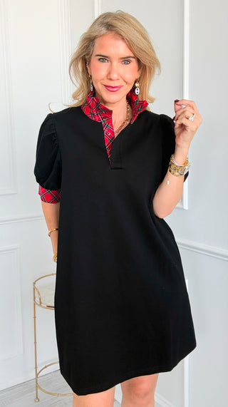 Tartan Plaid Puff Sleeve Dress
